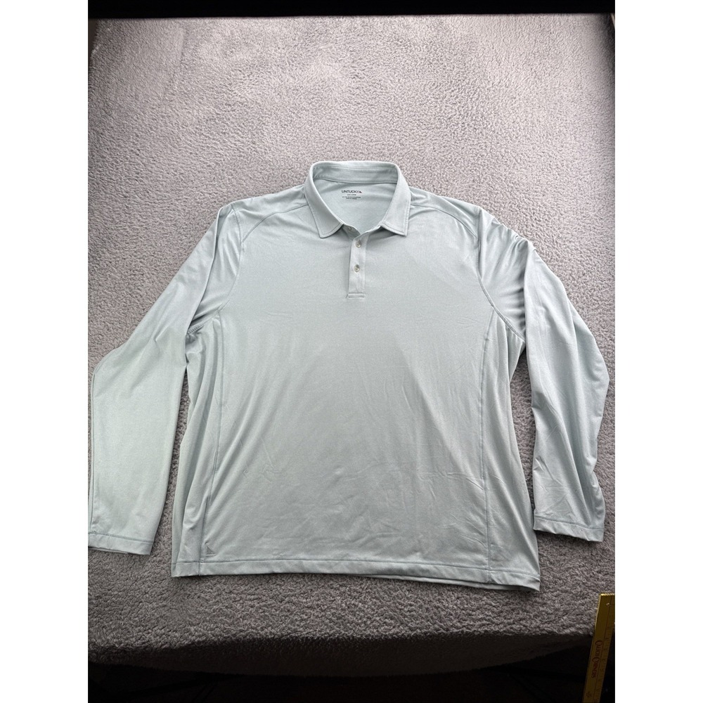 UNTUCKit Polo Shirt Mens 3XL Gray Solid Long Sleeve Clavidor Stretch Golf